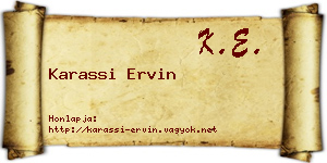 Karassi Ervin névjegykártya